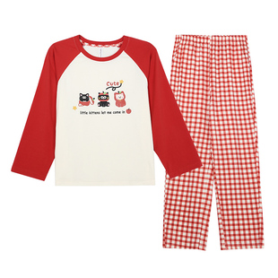 玛伦萨儿童睡衣女童春秋款纯棉长袖2025新款全棉家居服套装可外穿