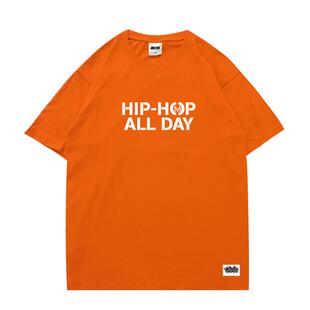 蜜丘琳HIPHOP ALL DAY街舞嘻哈滑板BBOY舞者DANCER重磅小领口短袖