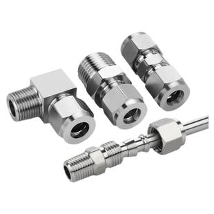 304不锈钢卡套接头气管快速弯头气源直通终端仪表变径异径钢 铜管