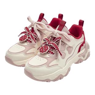 巴拉巴拉童鞋儿童运动鞋女童跑步鞋秋冬2026新款防滑鞋子红拜年鞋