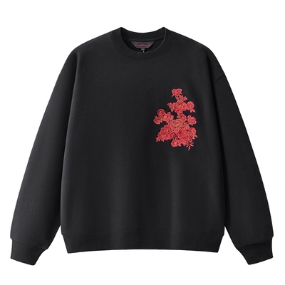 2026马年生肖中国风重工刺绣骏马套头加绒卫衣纯棉圆领本命年男女