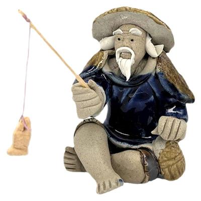 造景姜太公钓鱼翁假山鱼缸小摆件