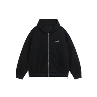 FORNINES重磅拉链卫衣男女潮牌连帽开衫情侣秋冬美式外套加绒加厚