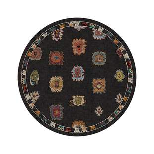 楼兰美惠 美式摩洛哥风圆形地毯中古风床边梳妆台地垫转椅床边毯