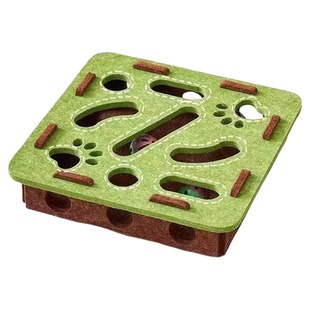 猫玩具自嗨解闷神器宠物小猫咪益智迷宫掏洞毛毡盒子逗猫铃铛球LH