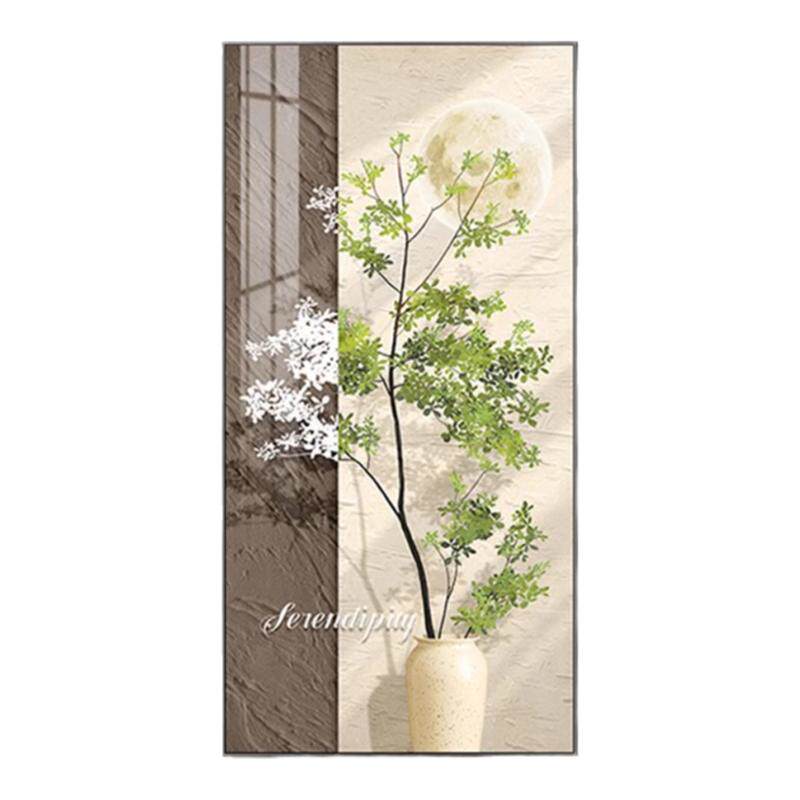 入户玄关装饰画现代简约走廊过道挂画北欧清新绿植竖版背景墙壁画