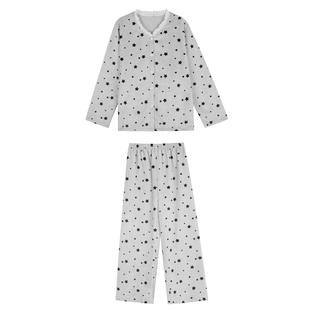 馨帮帮Homedress 星星印花法兰绒睡衣冬季女款甜美花边家居服套装