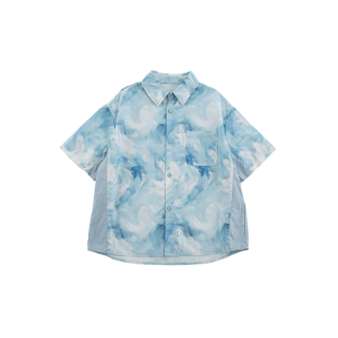 oddtails男童衬衫短袖儿童纯棉透气上衣2025新款男孩亲肤户外衬衣