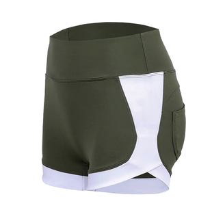 瑜伽短裤女高腰健身拼色紧身裤蜜桃提臀夏季运动训练跑步三分裤夏