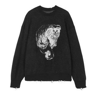 无D百搭 JN~25秋马海毛羊毛猫咪提花毛须毛衣/弹力直筒半裙秋冬