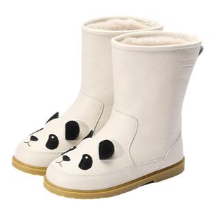 Donsje熊猫系列中筒靴学步双肩包配饰儿童冬季加绒保暖鞋卡通皮靴