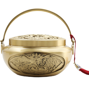 纯铜暖手炉取暖火铳结婚火炉乔迁新居老式香炉古风老铜炉手捧火冲