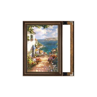 美式风景电表箱画装饰画欧式建筑油画遮挡开关餐厅壁画配电箱挂画