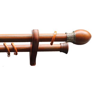 396家居元素 28MM铝合金橡木实木窗帘杆罗马杆 英式美式乡村法式