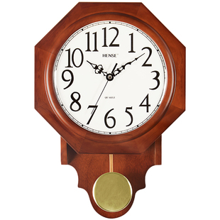 汉时钟表八角挂钟创意中式家用静音时钟客厅摆钟老式简约挂表HP17