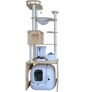 全自动智能猫厕所砂盆MAX2上可放上置物架大型实木猫爬架一体柜屋