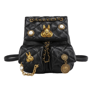 Clean Knоck菱格背包双肩包女2026新款书包网红书包链条包小包包