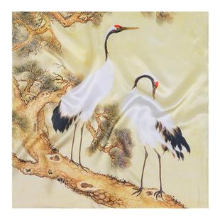 蒙马特大街宋徽宗瑞鹤图真丝巾1.1m丝绸围巾中国风大方巾春秋礼盒