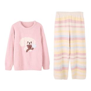 安之伴【巨保暖】半边绒睡衣女款冬季加厚珊瑚绒可外穿家居服套装