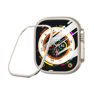 PZOZ适用苹果手表iwatch全屏钢化贴膜applewatch钛合金边框Ultra1/2代applewatchultra保护膜iwatchultra外壳