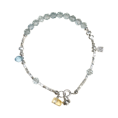 方糖家天然托帕石纯银碎银子手串