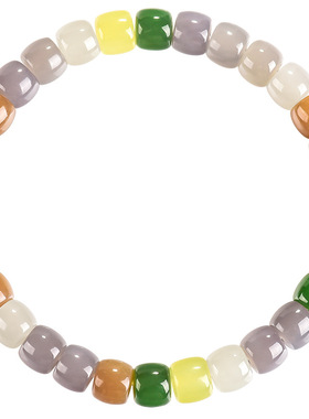 正品天然老料新疆和田玉多彩鼓珠手链玉石女款手串送礼高档新中式