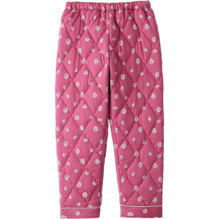 睡裤女秋冬季纯棉夹棉加厚保暖三层长裤子家居裤暖暖裤女冬天冬款