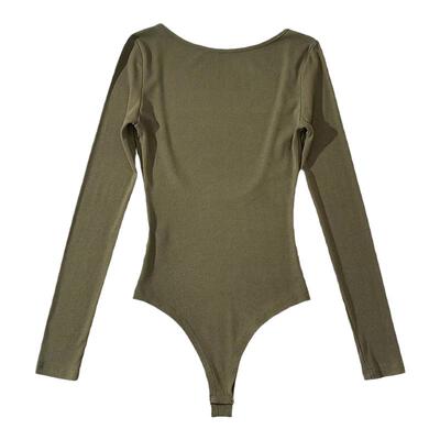 露背连体T恤修身长袖打底上衣