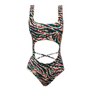 FLYMUSE女性感运动豹纹比基尼钢管服舞蹈泳装连体双面穿polewear