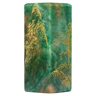 涵韵珠宝南阳独山玉印章小摆件线雕国画山水家居摆件