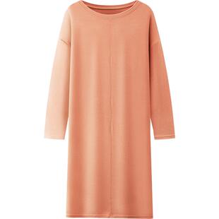 睡裙长袖家居服女可出门2023年新款秋冬宽松休闲磨毛睡衣连衣裙子