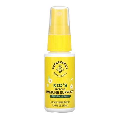 Beekeeper'sNaturals儿童蜂胶日常润咽喉喷雾机体抵抗支持