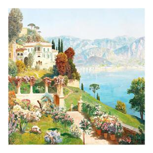 海边小镇清新餐厅装饰画中古风饭厅背景墙挂画卧室壁画客厅风景画