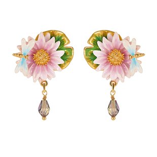 Juicy Grape荷塘月色珐琅莲花项链手链耳环耳饰套装节日礼物礼盒