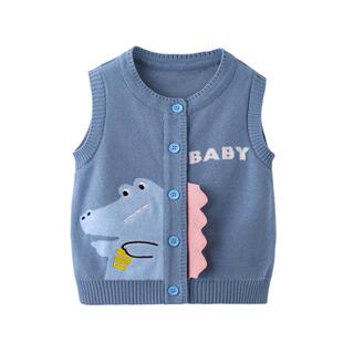 男童毛线衣春秋款儿童毛衣马甲卡通洋气开衫针织背心小马夹上衣潮