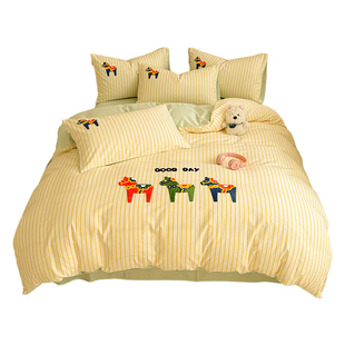 ESIX一乐家纺全棉磨毛四件套儿童卡通毛巾绣床上用品纯棉三件套