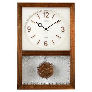多帝家实木日式复古钟表客厅挂钟方形报时座钟北欧创意摇摆钟时钟