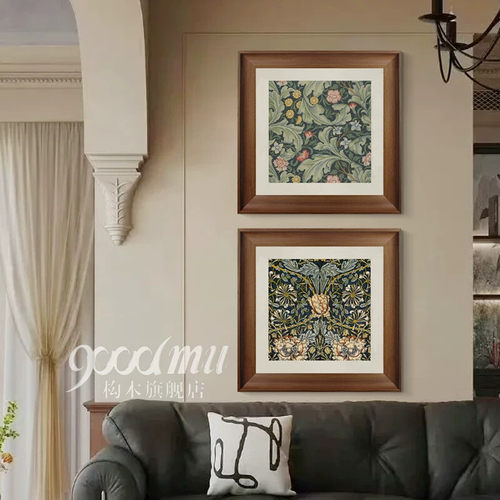 法式小众复古花卉客厅挂画美式乡村玄关餐厅边柜装饰画民宿床头画