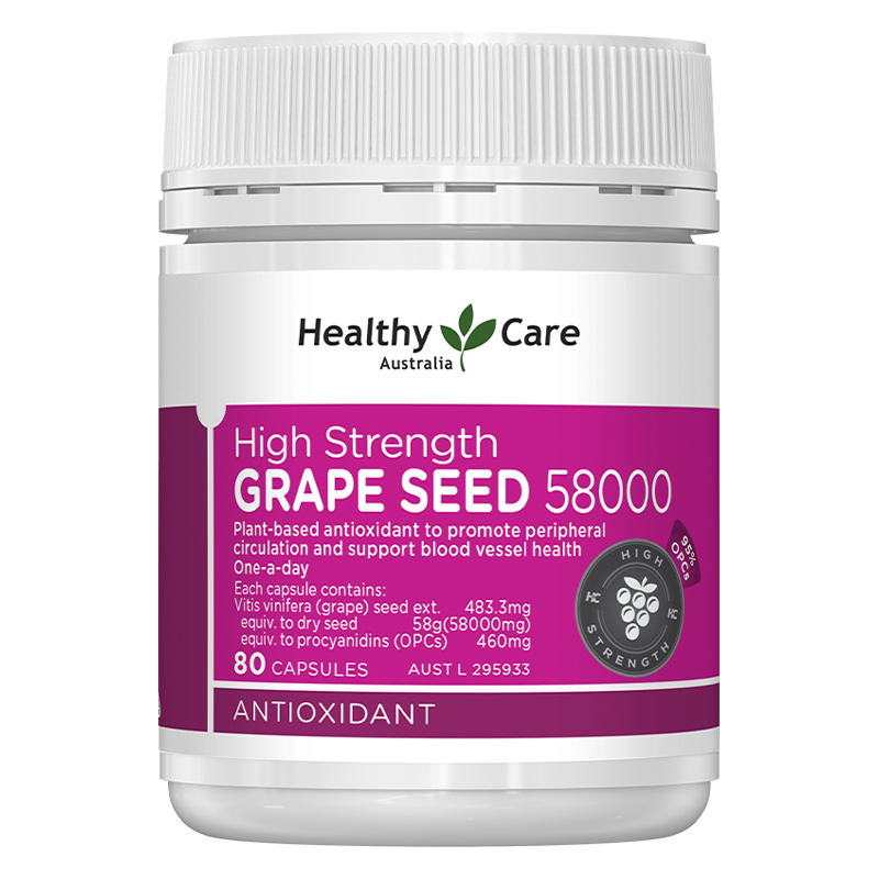 Healthy Care澳洲葡萄籽粉胶囊高含量抗氧化原花青素58000mg*80粒