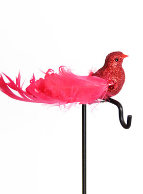 仿真小鸟摆件圣诞鸟金粉小鸟挂件