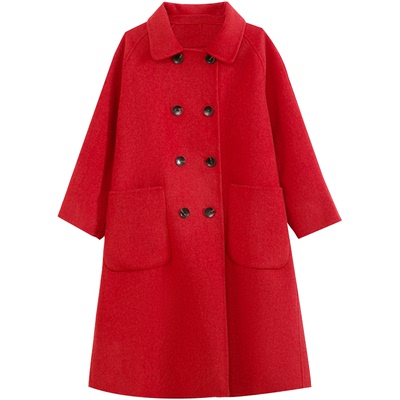 大码秋冬新款100%双面女羊绒大衣