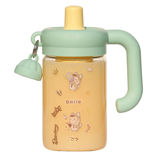 水杯玻璃杯带吸管2025新款玻璃杯女夏高颜值泡茶杯办公室带把手