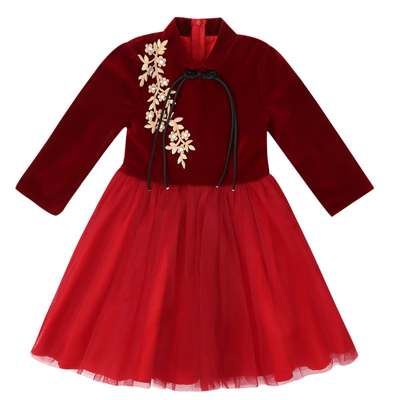 新中式儿童公主裙演出服幼儿园古典舞蹈服蓬蓬裙表演纱裙元旦会演