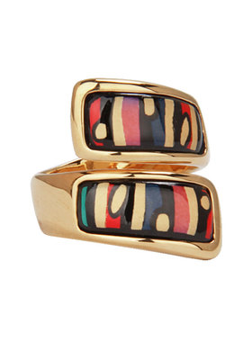 七彩条珐琅陶瓷戒指女