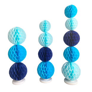 蓝色纸蜂窝球蜂巢纸花灯笼立柱开业门口装饰幼儿园开学典礼布置