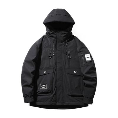 贴布印花户外常规羽绒服连帽工装