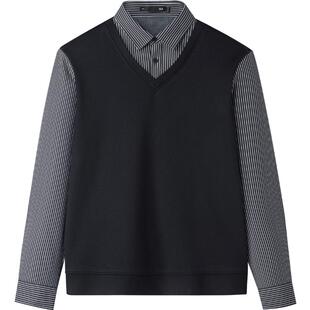 【加绒加厚】HLA/海澜之家轻商务双领针织衫25秋冬新假两件毛衣男