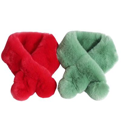 短款皮草毛球亲子儿童围巾