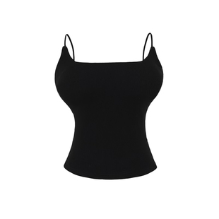 liviahome 漫画胸美式辣妹性感露背吊带女带胸垫外扩显大上衣背心