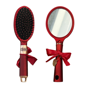 梳子结婚专用化妆镜子新婚陪嫁用品红色气垫梳家用按摩梳女方嫁妆